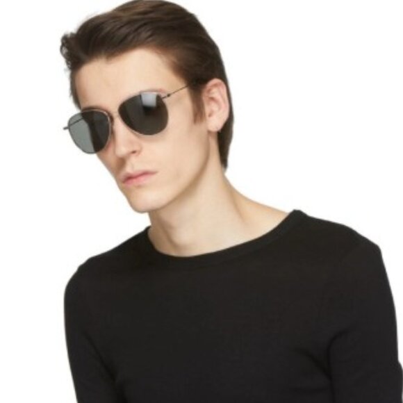 Saint Laurent SL328/K 007 Aviator Sunglasses - Gold/Green Gradient - Picture 3 of 10